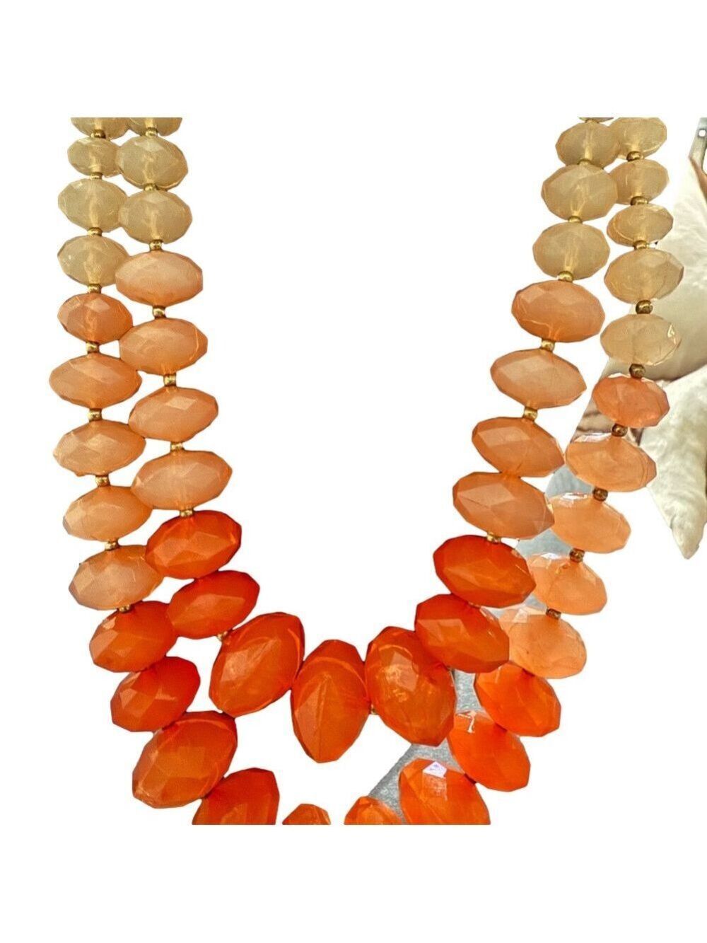 Elegant Orange and Cream Beaded Necklace